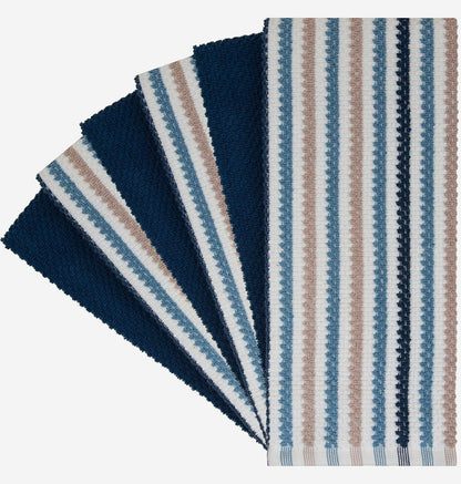 Bumble Kitchen Towels 6 Pack 100% Cotton 16"X26" - Blue Wide Stripe | 430 GSM Soft Kitchen Hand Towels with Hanging Loop, Highly Absorbent & Durable for Washing and Drying Dishes2