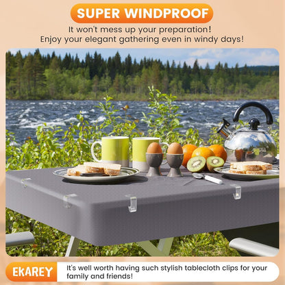24 PCS Clear Tablecloth Clips Holder Securing Outdoor & Indoor Table Cloth | Windproof & Waterproof & Durable & Transparent Plastic Table Cover Clamp for Party, Picnic,Wedding,Camping,Christmas (Large)6