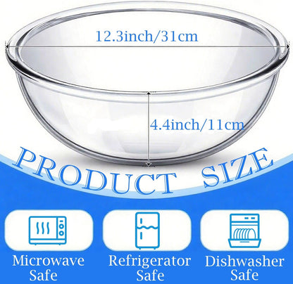 6.5 Qt Extra Large Glass Mixing Bowls, Clear Glass Bowl, Big Salad Bowl for Salad Fruit Bread Storage (6.5Qt)2
