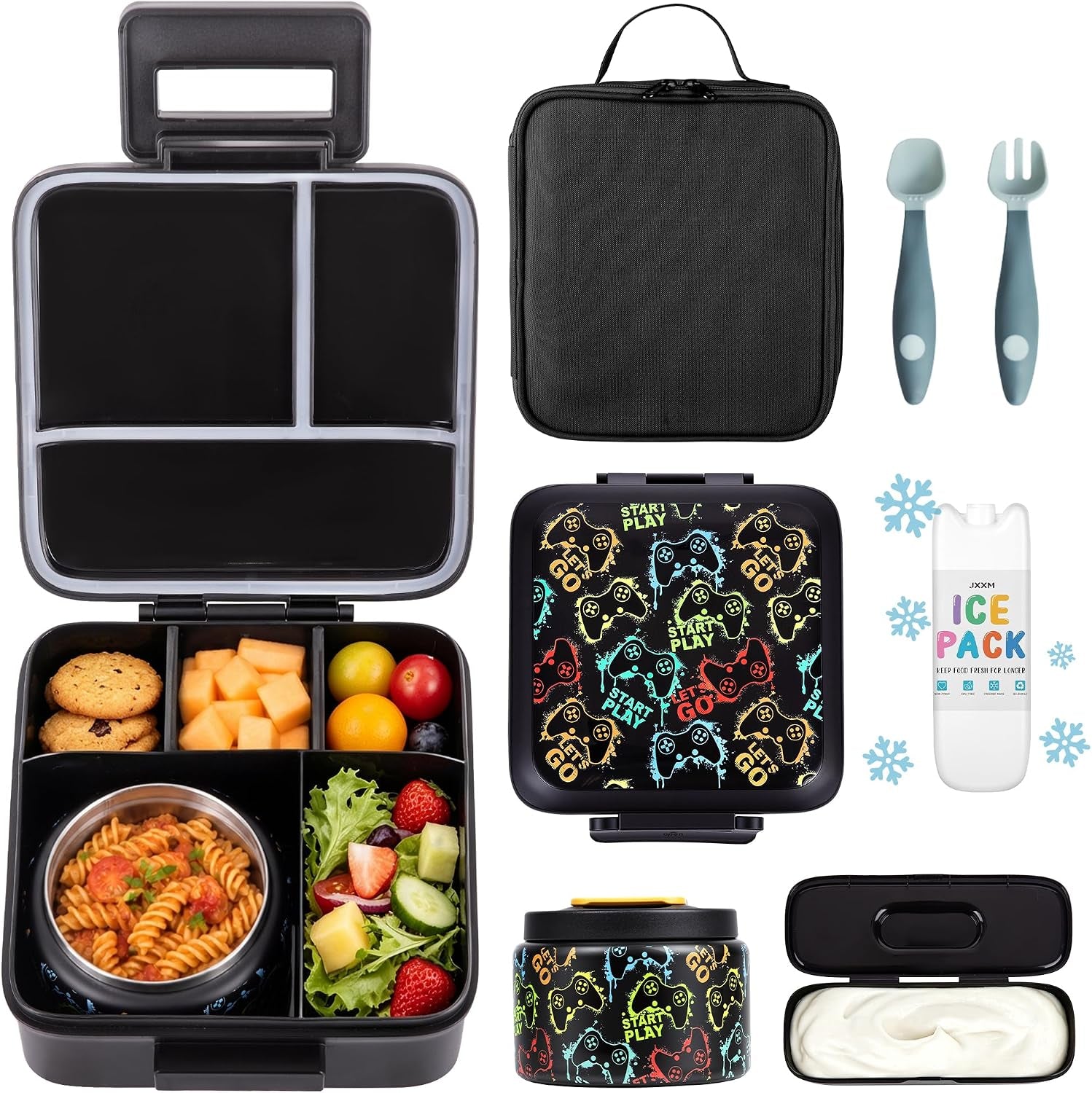 bento-lunch-box-for-kids-with-8oz-soup-thermo-leak-proof-lunch-containers-with-5-compartment-thermo-food-jar-and-lunch-bag-food-containers-for-school-a-blackgame-consoley