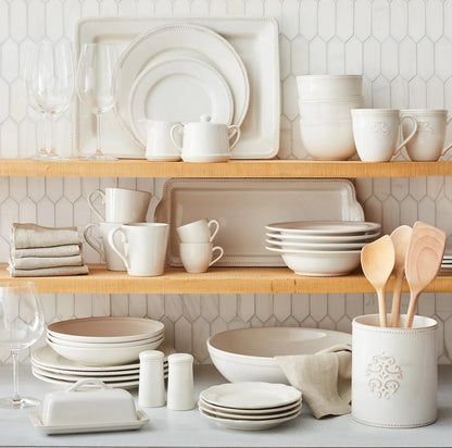 Sur La Table Pearl Stoneware 16-Piece Dinnerware Set, White4