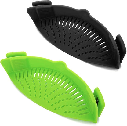 2 Pcs Clip on Strainer, Pot Strainer for Pasta Meat Vegetables Fruit, Silicone Strainers - Fit All Pots Bowls.1