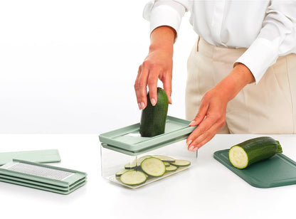 Brabantia Tasty+ Slicer and Grater Set | Vegetable Slicer with Two Graters & Storage Box | Non-Slip Base & Dishwasher Safe Design | 100% Recyclable Tritan Plastic | Jade Green5