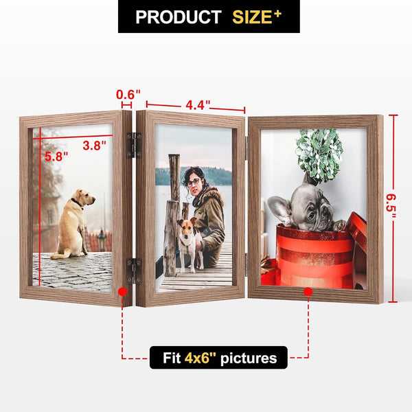 3 4X6 Picture Frame Triple Wooden Hinged Photo Frame6