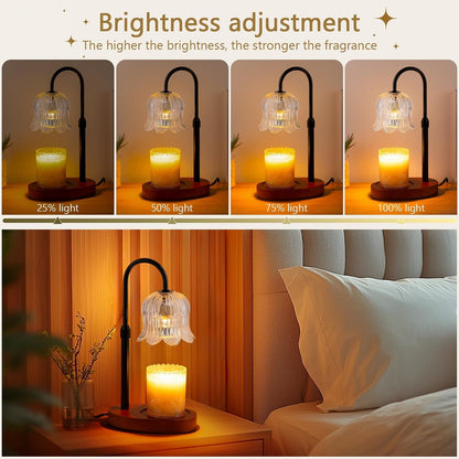Candle Warmer Lamp Electric Timer - Candles Height Adjustable Dimmable Warmers Scented Flower Lamps No Flame Heat Warm Melt Wax Jar Modern Home Decor Table Lights for Home Living Bedroom3