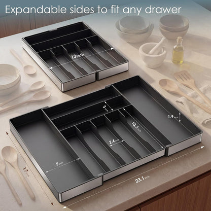 Silverware Drawer Organizer, 9 Slots Expandable Kitchen Drawer Organizer6