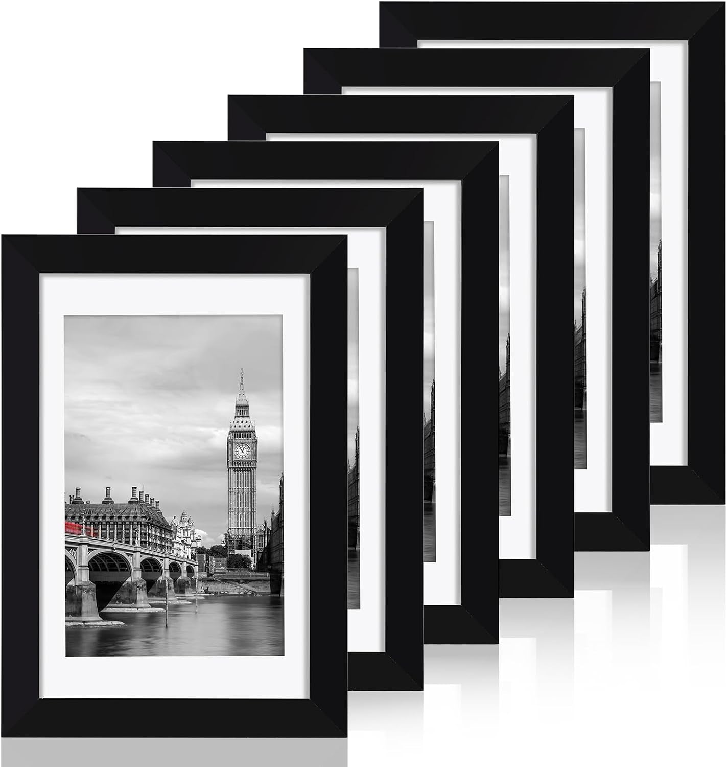 4x6-picture-frame-set-of-6-with-plastic-cover-pvc-black