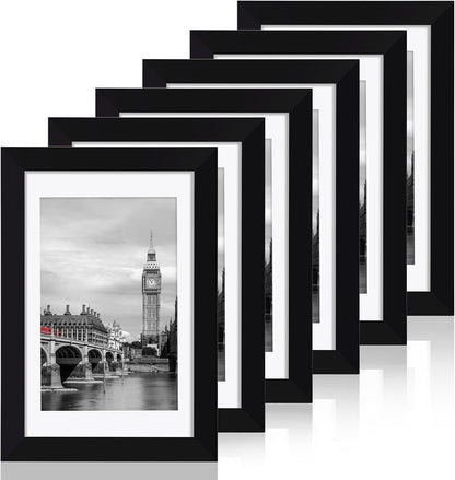 4X6 Picture Frame Set of 6 with Plastic Cover, PVC, Black1