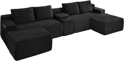 140.6" Black Boneless Cloud Sectional Couches for Living Room8