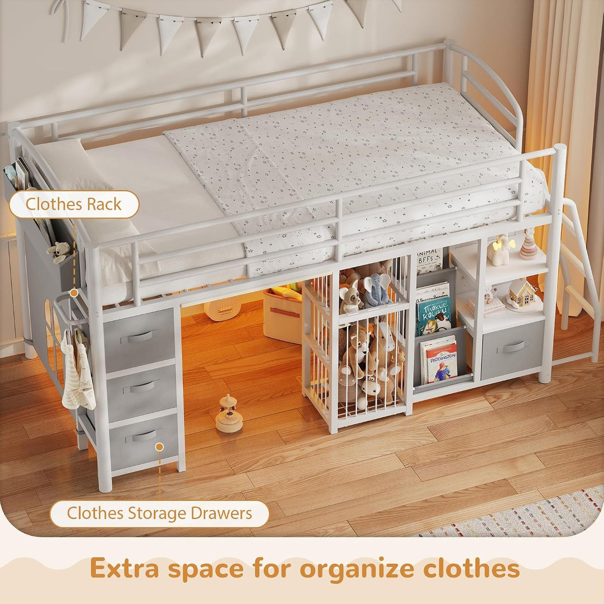 twin-low-loft-bed-kids-loft-bed-storage-drawers-led-lights-white-gray
