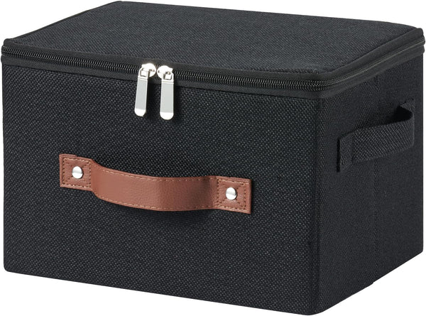 Storage Bins with Zipper Lids Decorative Lidded Baskets Boxes1