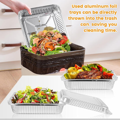40 Pack 8X8 Inch Aluminum Pans with Clear Plastic Lids - Square Baking Cake Pans - Foil Pans with Lids - Disposable Food Containers Great for Cooking, Heating, Storing, Prepping Food3