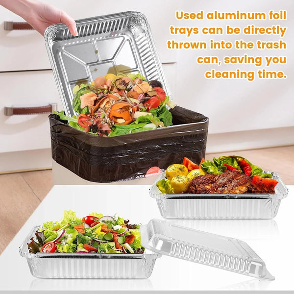 40 Pack 8X8 Inch Aluminum Pans with Clear Plastic Lids - Square Baking Cake Pans - Foil Pans with Lids - Disposable Food Containers Great for Cooking, Heating, Storing, Prepping Food3