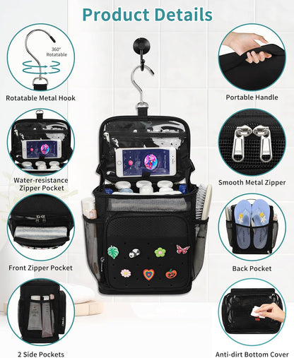 Shower Caddy Portable, Hanging Shower Caddy for College Dorm Room Essentials, Mesh Shower Bag with DIY Decoration Charms, Large Capacity Toiletry Bag for Gym, Swiming, Camping, Bathroom, Beach, Travel5