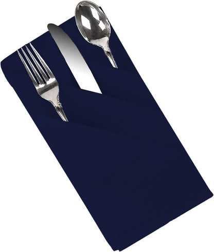 Dinner Napkins Set of 24 Pieces 14 X 14 Inch Table Linens Made from Satin Cotton Fabric Napkins for Kitchen Table, Restaurant, Holidays, Navy Blue Solid1