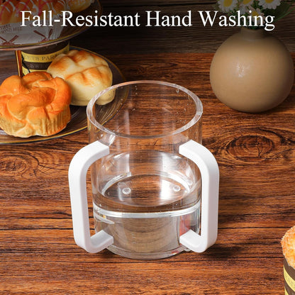 2 Pcs Judaica Hand Washing Cup with Dual Handles,5" Acrylic Clear Netilat Yadayim Cup Lota for Bathroom(White Handle)7
