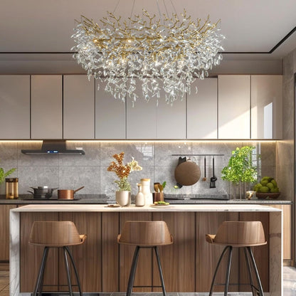 47" Gold Tree Branch Chandelier, 14-Light Modern Crystal Chandelier for Dining Room, Luxury round K9 Crystal Raindrop Chandeliers Light Fixture for Foyer, Entryway, Living Room, Bedroom, Kitchen7