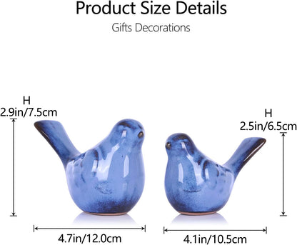 Ceramic Bird Figurines Home Decor, Blue Love Birds Statue for TV Stand Accent, Ceramic Snimals Sculpture Farmhouse Small Decor for Shelves, or Coffee Table, Book Shelf, Side Table Decorative2