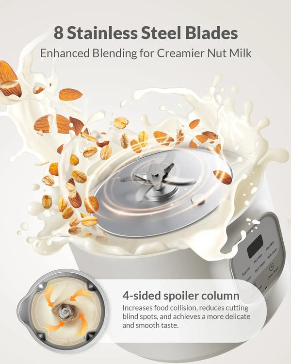 Automatic Nut Milk Maker, 20Oz Homemade Almond, Oat, Coconut, Soy, Plant Based Milks and Non-Dairy Beverages with Delay Start/Keep Warm/Self-Cleaning/Boil Water, White | Homemade Soy & Coconut Milk, Self-Clean Saves Cleanup, 304 Stainless, No Plastic Taste, Delay Start & Keep Warm, Morning Prep4