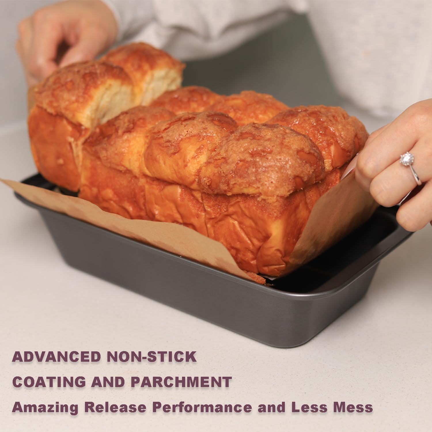 2-pcs-nonstick-loaf-pan-set-9-x-5-inch-carbon-steel-rectangle-bakeware-with-100-unbleached-parchment-liners-for-baking-toast-cakes-banana-breads-gray