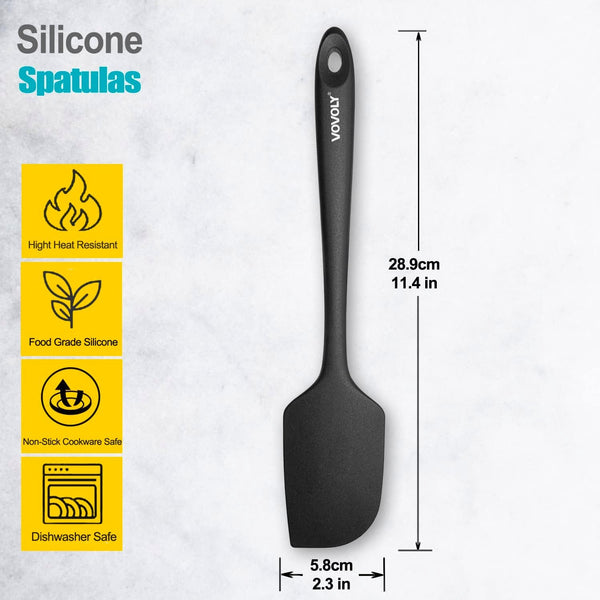Silicone Spatula for Kitchen, 600°F Heat Resistant Spatulas for Baking, Cooking, Scraping,And Mixing, Non Stick Kitchen Utensils, BPA Free, 11.2 IN, 3 Pack, Black2