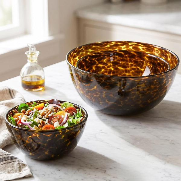 3 Pcs Tortoise Shell Glass Mixing Bowls Set(4.5Qt, 2.7Qt, 1.1Qt)8