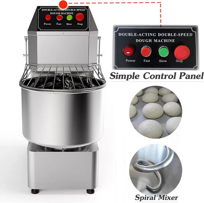 Commercial Dough Mixer Machine Electric Food Mixer with Double Action Double Speed Spiral Mixing for Schools Bakeries Restaurants Pizzerias 110V 20L Capacity5