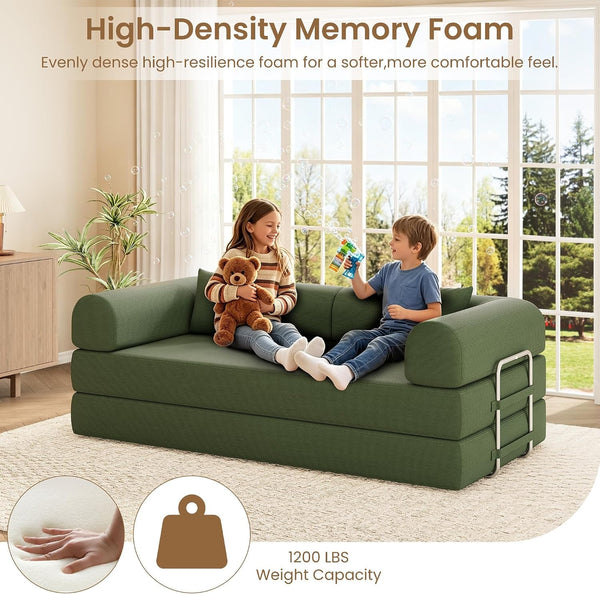 78.7" Convertible Sofa Bed,5-In-1 Corduroy Modular Couch,Green5