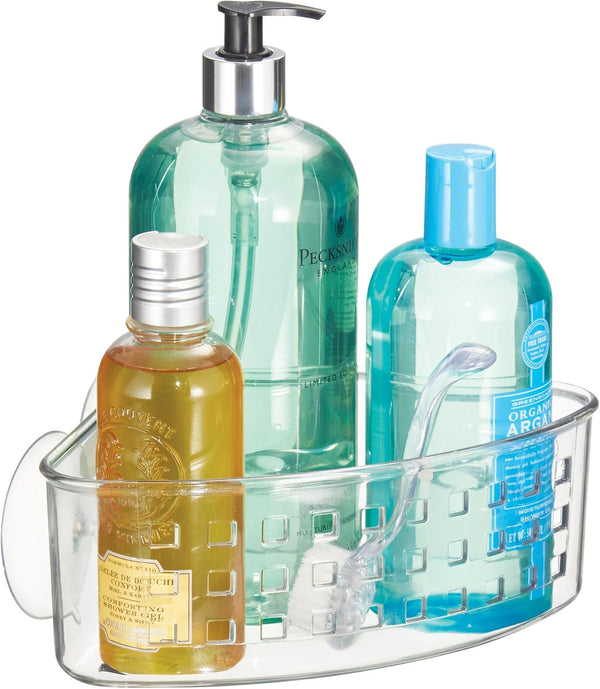 Plastic Suction Cup Corner Shower Basket, Clear1