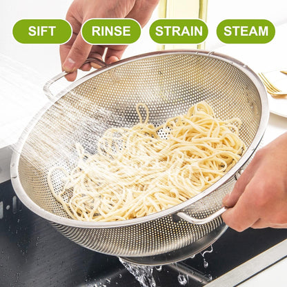 Colander Stainless Steel 3-Quart, Strainer Kitchen, Dishwasher Safe5