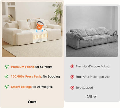 84" Modular Loveseat Couch, 30" Deep Seat Boneless Sofa, Beige5