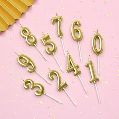 10-Pieces Gold Numeral Birthday Candles, Cake Numeral Candles Number 0-9 Glitter Cake Topper Decoration for Birthday,Wedding Anniversary,Party Celebration3