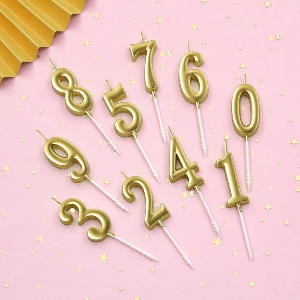 10-Pieces Gold Numeral Birthday Candles, Cake Numeral Candles Number 0-9 Glitter Cake Topper Decoration for Birthday,Wedding Anniversary,Party Celebration3