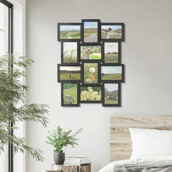 4X6 Collage Frame 12 Pack Glass Assembly Required Black6