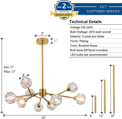 Sputnik Chandeliers for Dining Room，9 Lights D30 Inch3