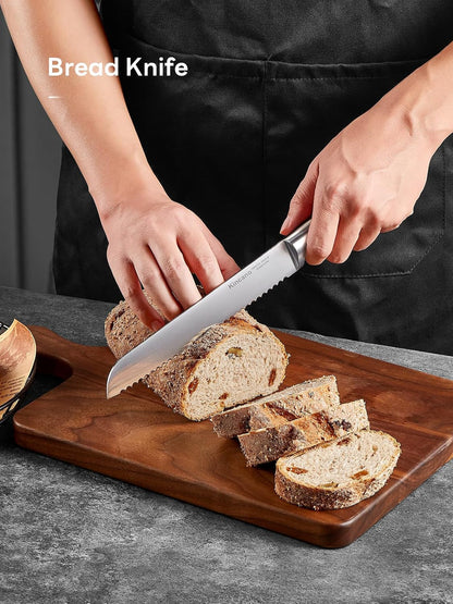 Knife Set 7 Piece German Steel Kitchen Knife Block Set | Wooden Block with Built-In Sharpener, One-Piece Design, Counter Space Save, for Apartment & Modern Kitchen, Cooking & Gift5
