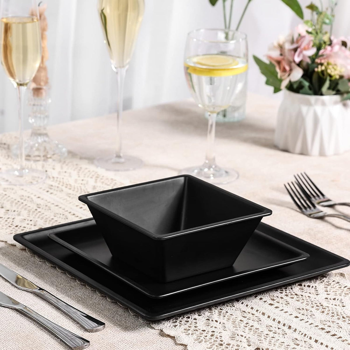 12-piece-melamine-plates-and-bowls-sets-black-square-dinnerware-set-for-4