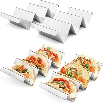 Taco Holders 4 Packs - Stainless Steel Taco Stand Rack Tray Style, Oven Safe for Baking, Dishwasher and Grill Safe1
