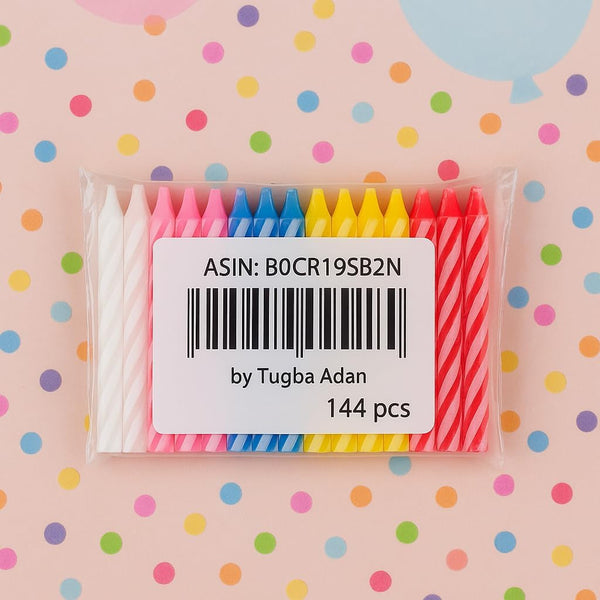 144 Count Birthday Candles Bulk – Birthday Candles for Cake, Mixed Colors Spiral Candles, Unscented Paraffin Wax Party Pack7