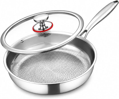 8In Titanium Pans for Cooking, 2026 New Titanium Hammered Pan Pro with Lid, Durable Scratch-Resistant Non Stick Titanium Nutri Pan for Cooking (8In)1