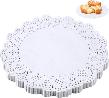Paper Doilies 12 In, Disposable Lace Doilies for Dessert Trays | 100 Pcs, for Table Cake, Round, Safe for Food, Good Oil Absorption, Xmas Craft, White, Paper Placemats Bulk8