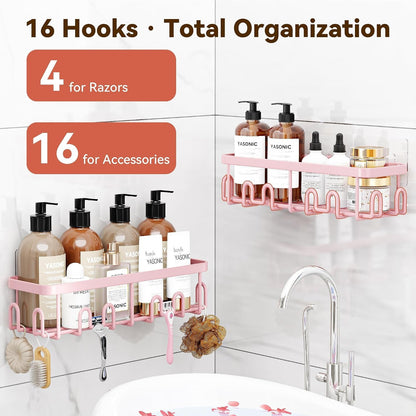 Shower Caddy Adhesive, Rustproof Shower Organizer, Wall Shower Rack2