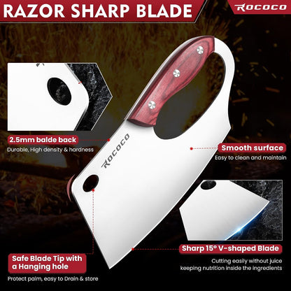 Effort Saving Meat Cleaver - Red Wood Easy Handle Chef Knife4