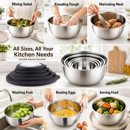 Mixing Bowls with Lids Set of 5, Stainless Steel Nesting Salad Bowls4