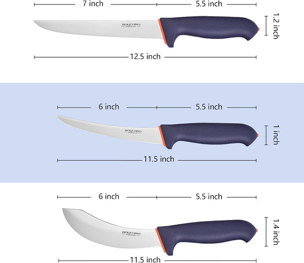 3 PCS Butcher Knife Set, Professional Meat Cutting Knives7