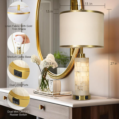27" Alabaster Table Lamps Set of 2 for Living Room Bedroom3