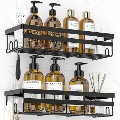 2 Pack Adhesive Shower Caddies, No Drill Bathroom Shelves, Large1