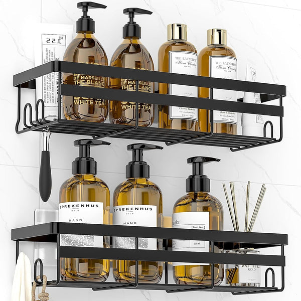 2 Pack Adhesive Shower Caddies, No Drill Bathroom Shelves, Large1