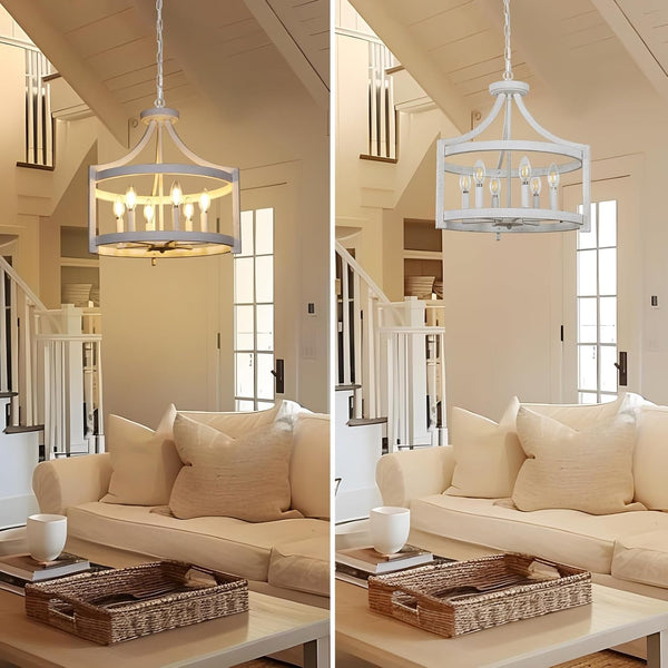 6-Light Farmhouse Chandelier, Vintage Dining Room Light Fixture5