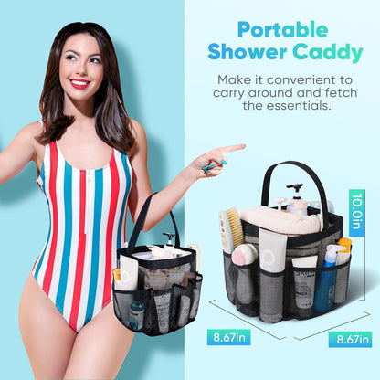 Mesh Shower Caddy Portable for College Dorm Room Essentials, 8-Pocket Large Capacity Shower Bag for Beach, Swimming, Gym - Essential Toiletry Storage Bag2